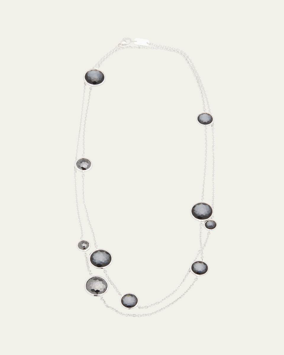 Mixed Multi Stone Station Necklace in Sterling Silver